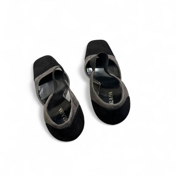 Prada Vintage Y2K Suede Colorblock Heels Black Gray - Picture 4 of 7